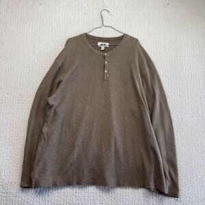 Joseph Abboud Waffle Thermal Knit Henley Pullover Sweater Men 3XLT Brown Read